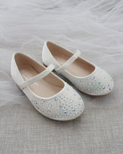 Load image into Gallery viewer, Satin Mary Jane Flats with Rhinestones Embellishment