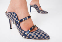 Load image into Gallery viewer, The Dosso Navy Blue Handwoven Pointy Toe Leather Women Sandal