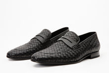 Load image into Gallery viewer, The Grand Woven Leather Black  Men Shoe Penny Loafer