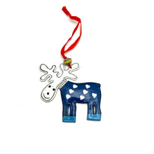 Load image into Gallery viewer, Moose Ornament- Blue and White