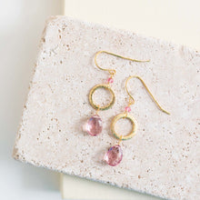 Load image into Gallery viewer, Peridot Green Quartz Gold Drop Earrings