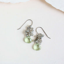 Load image into Gallery viewer, Green Amethyst Silver Drop Earrings