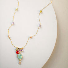 Load image into Gallery viewer, Aqua Chalcedony Rainbow Bezel Necklace