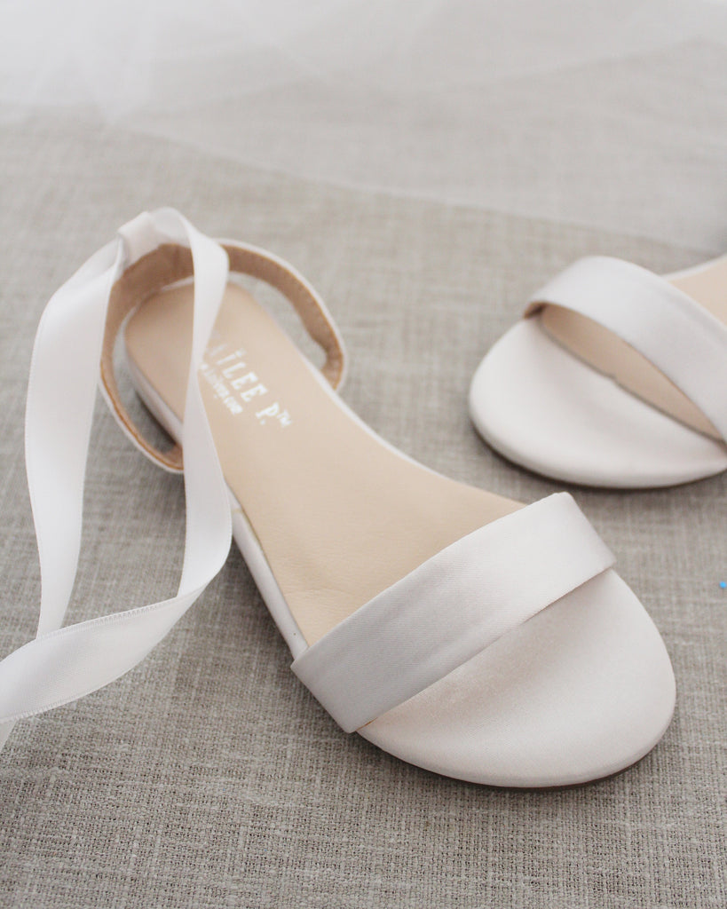 Girls Satin Flat Sandal with Ballerina Lace Up