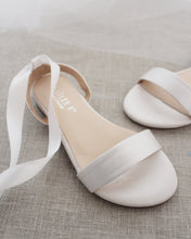 Load image into Gallery viewer, Girls Satin Flat Sandal with Ballerina Lace Up
