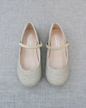 Load image into Gallery viewer, Gold Fine Glitter  Mary Jane Flats