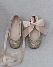 Load image into Gallery viewer, Rock Glitter Ballet Flats with Satin Ankle Strap