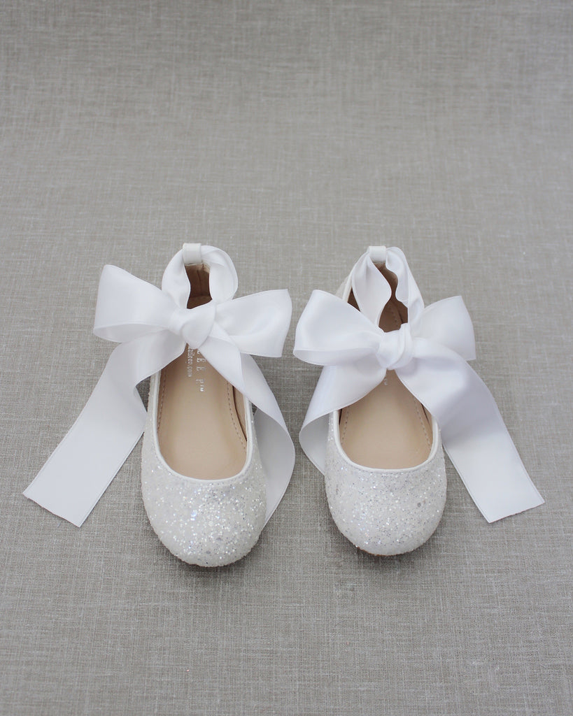 Rock Glitter Ballet Flats With Satin Ankle Strap