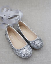 Load image into Gallery viewer, Rock Glitter Ballet Flats With Satin Ankle Strap