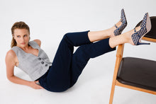 Load image into Gallery viewer, The Dosso Navy Blue Handwoven Pointy Toe Leather Women Sandal