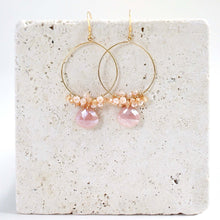 Load image into Gallery viewer, Peach Moonstone Swing Earrings
