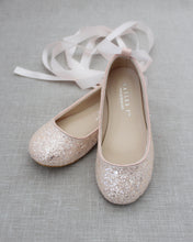Load image into Gallery viewer, Rock Glitter Ballet Flats with Satin Ankle Strap