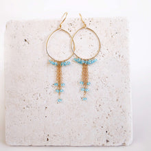Load image into Gallery viewer, Aquamarine Mini Swing Hoop Earrings