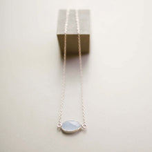 Load image into Gallery viewer, Blue Chalcedony Silver Minimalist Necklace