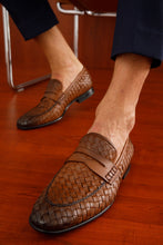 Load image into Gallery viewer, The Grand Woven Leather Tan Men Shoe Penny Loafer