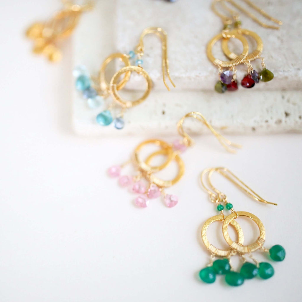 The Boho Mini Earring - Aquamarine and Iolite