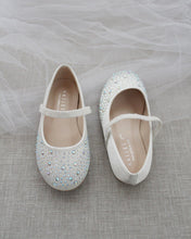 Load image into Gallery viewer, Satin Mary Jane Flats with Rhinestones Embellishment