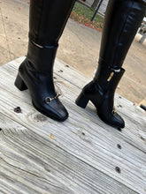 Load image into Gallery viewer, The Bukres Black Leather Block Heel Women Boot