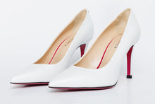 Load image into Gallery viewer, The Ege White Leather Pump Fuchsia Sole Women Shoe