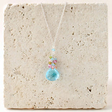 Load image into Gallery viewer, Aquamarine Quartz Silver Raindrop Cluster Necklace