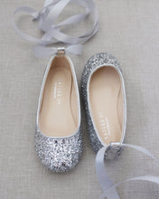 Load image into Gallery viewer, Rock Glitter Ballet Flats With Satin Ankle Strap