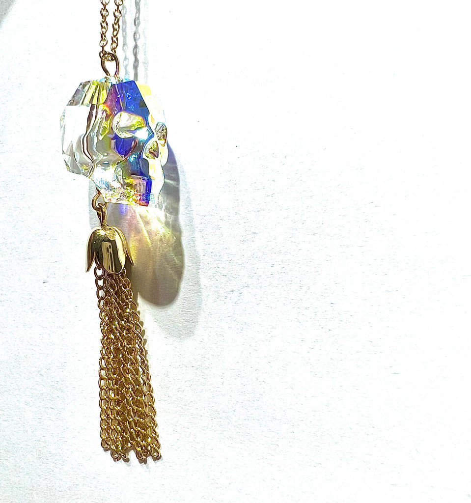Skull Aurora borealis Swarovski skull necklace