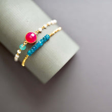 Load image into Gallery viewer, Neon Apatite Adjustable Stacking Bracelet