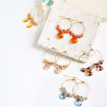Load image into Gallery viewer, Peach Moonstone Swing Earrings