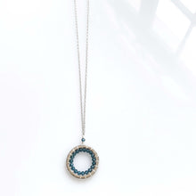 Load image into Gallery viewer, London Blue Quartz Halo Mini Silver Pendant