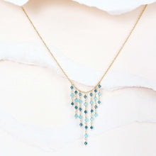 Load image into Gallery viewer, Blue Gemstone Mini Fringe Necklace