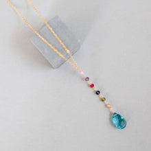 Load image into Gallery viewer, Neon Blue Quartz Yoga Pendant Necklace