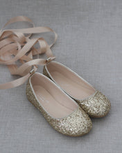 Load image into Gallery viewer, Rock Glitter Ballet Flats with Satin Ankle Strap