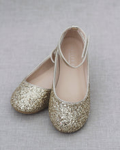 Load image into Gallery viewer, Rock Glitter Ballet Flats with Velcro Ankle Strap