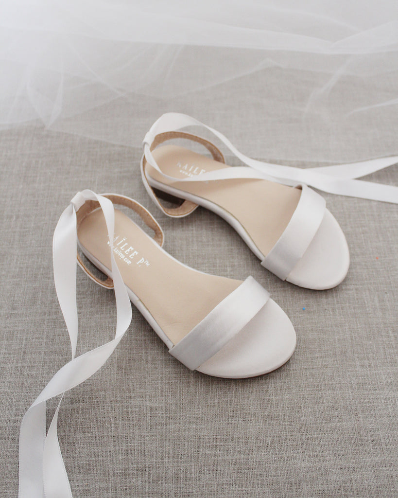 Girls Satin Flat Sandal with Ballerina Lace Up