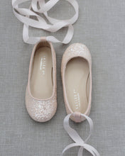 Load image into Gallery viewer, Rock Glitter Ballet Flats with Satin Ankle Strap