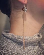 Load image into Gallery viewer, Black Skull drip earrings: silver