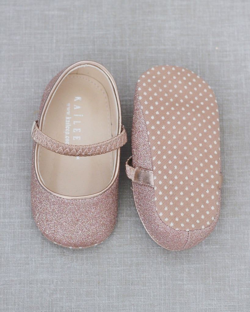 Rose Gold Fine Glitter Mary Jane Flats