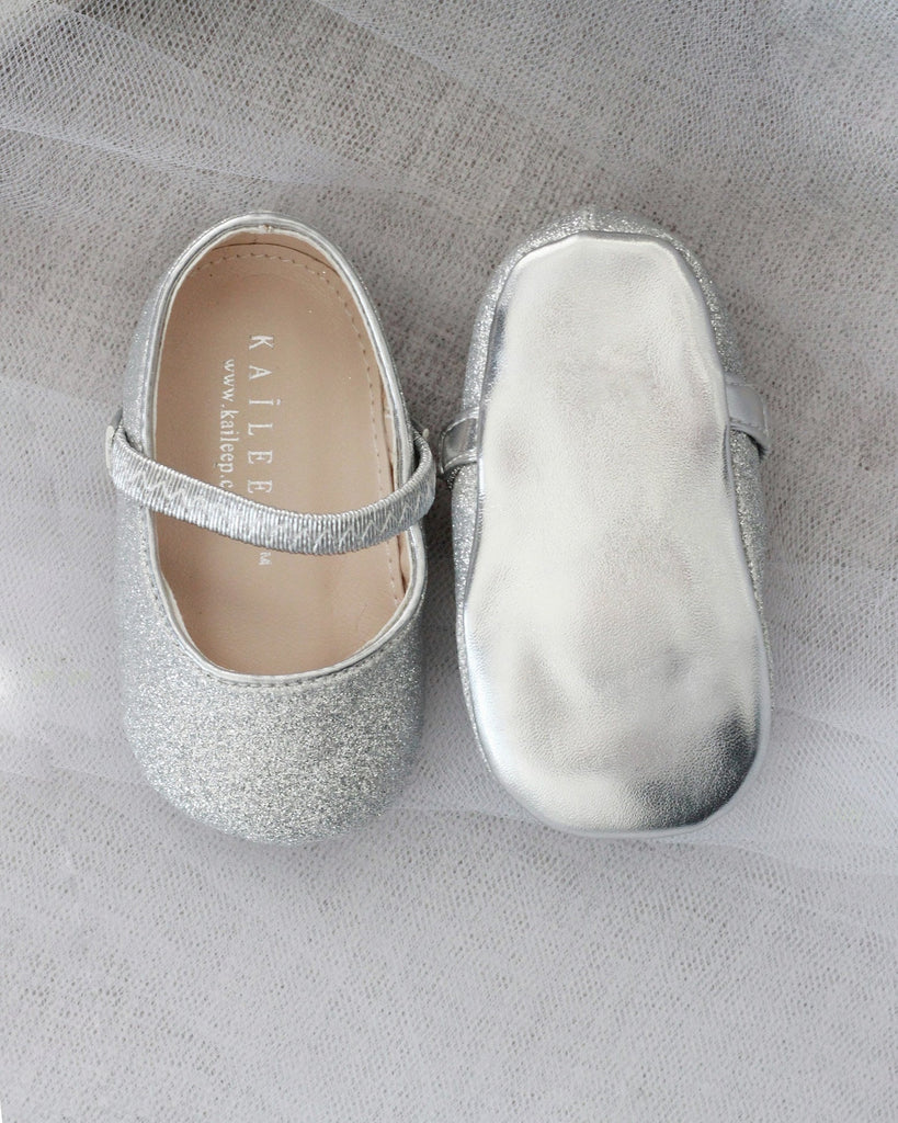 Silver Fine Glitter Mary Jane Flats