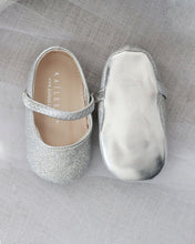 Load image into Gallery viewer, Silver Fine Glitter Mary Jane Flats