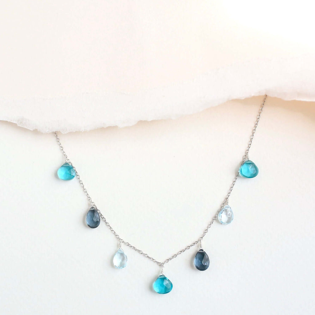 Blue Gemstone Gold Sparkler Necklace