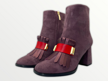 Load image into Gallery viewer, The Luksor Rose Suede Leather Block Heel Women Boot