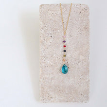 Load image into Gallery viewer, Neon Blue Quartz Yoga Pendant Necklace