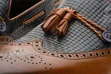 Load image into Gallery viewer, The Istanbul Tan &amp; Navy Blue Leather Tassel Loafer Men Shoe