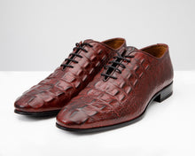 Load image into Gallery viewer, The Randor Burgundy Crocodile Leather Oxford Men Shoe