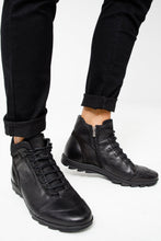 Load image into Gallery viewer, The Houston Leather Black Lace-Up Casual Men Boot with a Zipper
