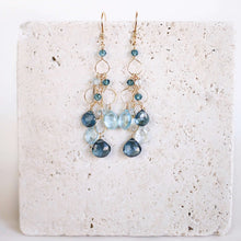 Load image into Gallery viewer, Iolite &amp; Aquamarine Silver Waterfall Earrings