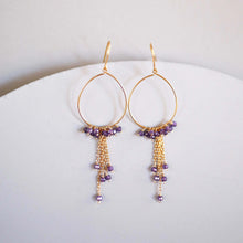 Load image into Gallery viewer, Amethyst Gold Mini Swing Hoop Earrings