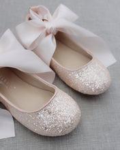 Load image into Gallery viewer, Rock Glitter Ballet Flats with Satin Ankle Strap