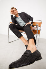 Load image into Gallery viewer, The Grand Woven Leather Black  Men Shoe Penny Loafer