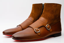 Load image into Gallery viewer, Preston Tan Leather &amp; Suede Double Monk Strap Ankle Men Boot